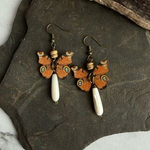 Butterfly Dangle Earrings with White Accents